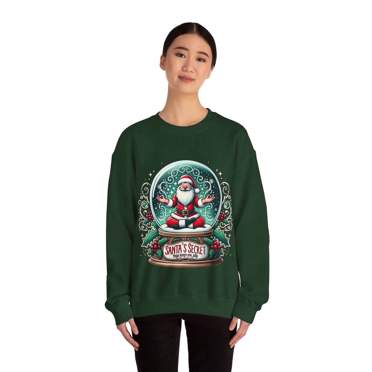 Yoga Santa's secret Unisex Heavy Blend™ Crewneck Sweatshirt Printify