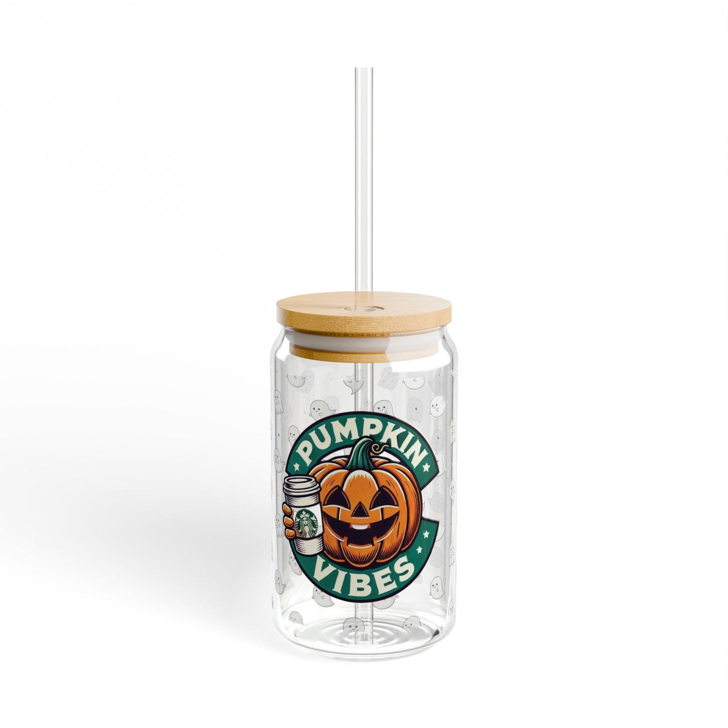 Pumpkin vibes Sipper Glass, 16oz Printify