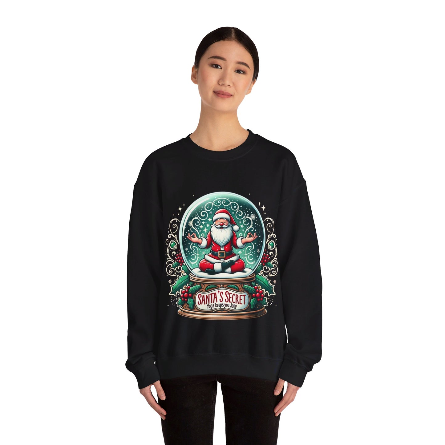 Yoga Santa's secret Unisex Heavy Blend™ Crewneck Sweatshirt Printify