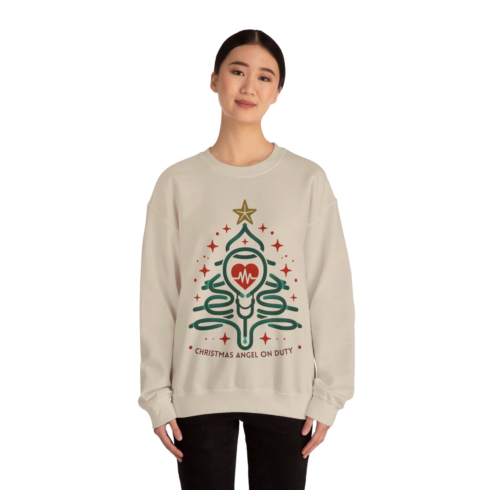 Nurse Xmas tree Unisex Heavy Blend™ Crewneck Sweatshirt Printify