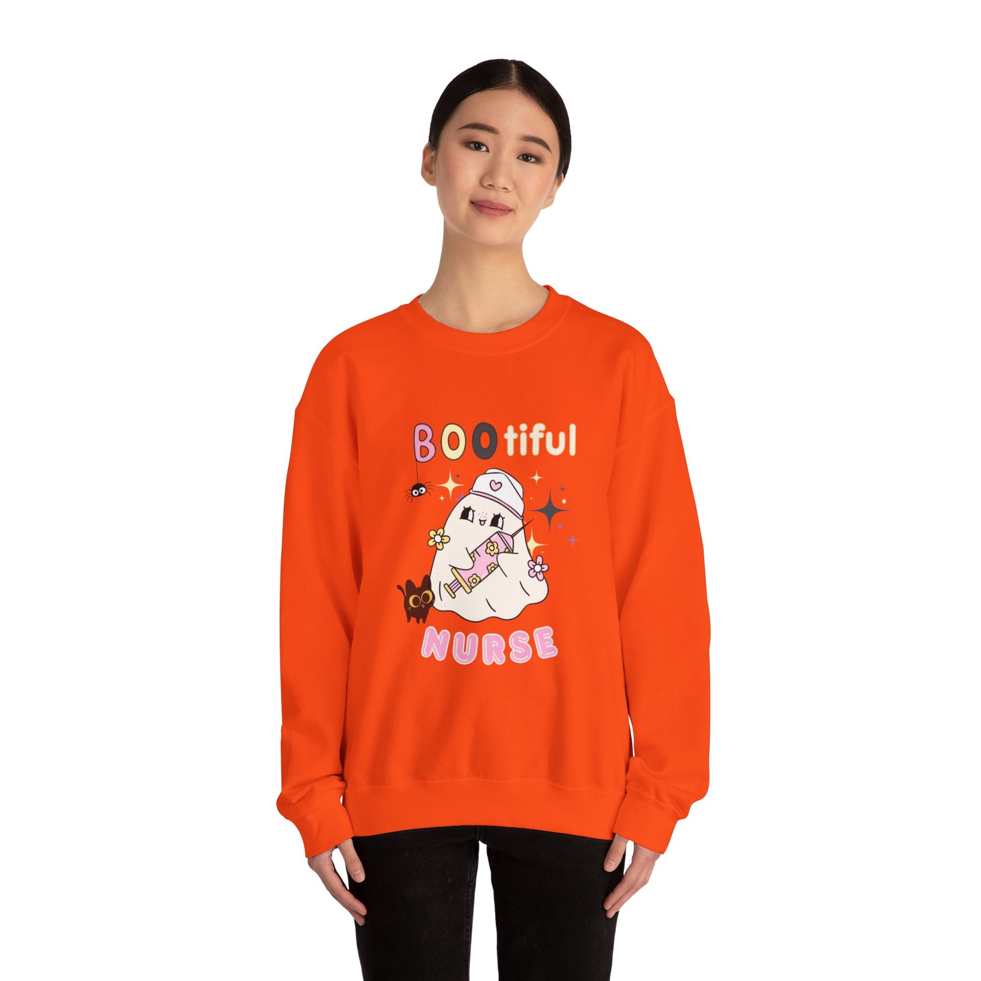 Bootiful Nurse - Unisex Heavy Blend™ Crewneck Sweatshirt for Halloween Printify