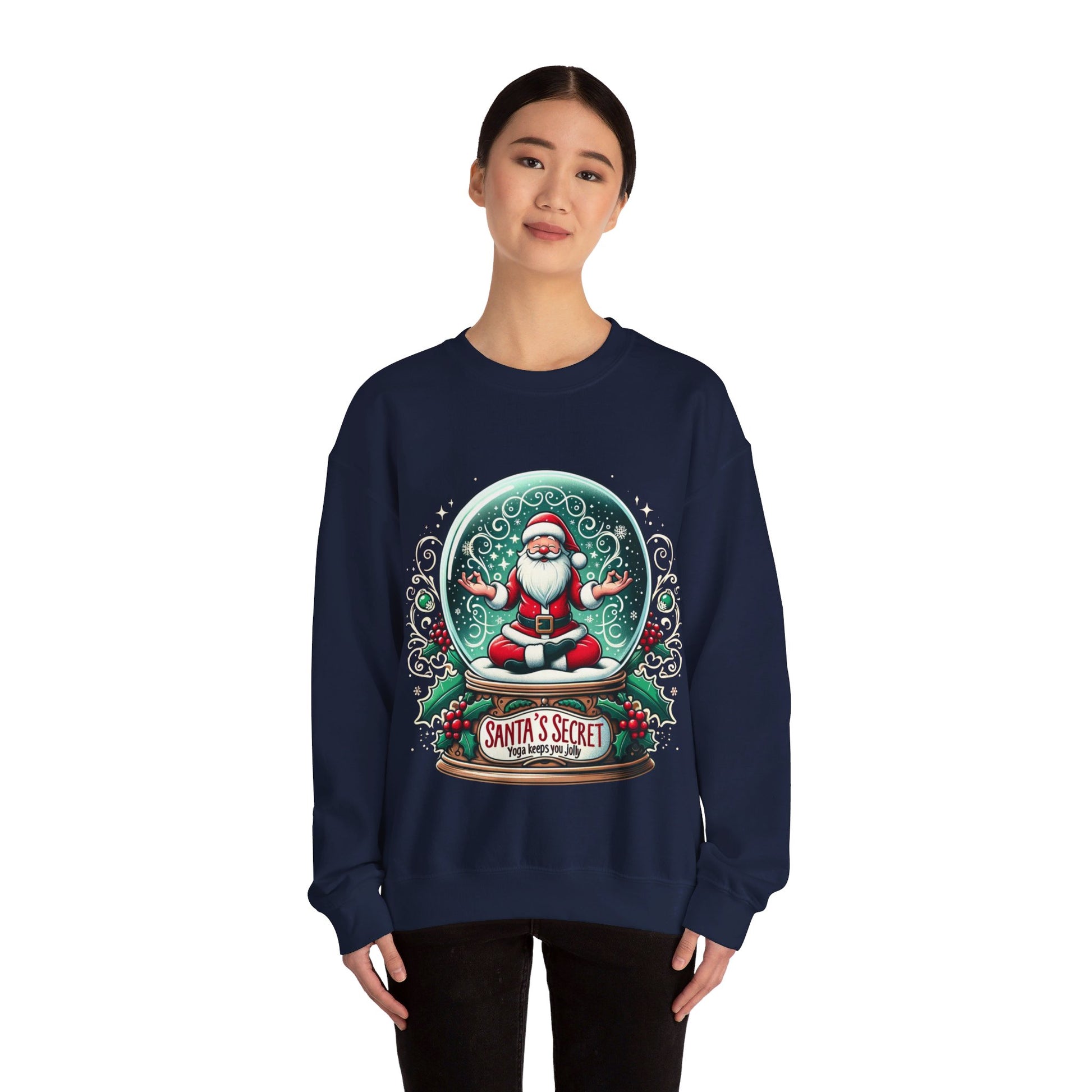 Yoga Santa's secret Unisex Heavy Blend™ Crewneck Sweatshirt Printify