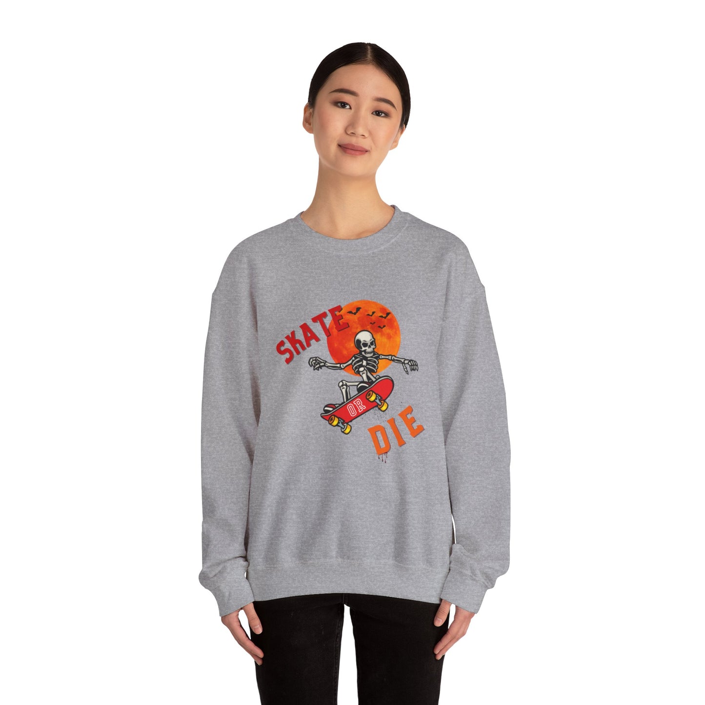 Skate or Die Sweatshirt for Halloween - Unisex Heavy Blend™ Crewneck Sweatshirt Printify