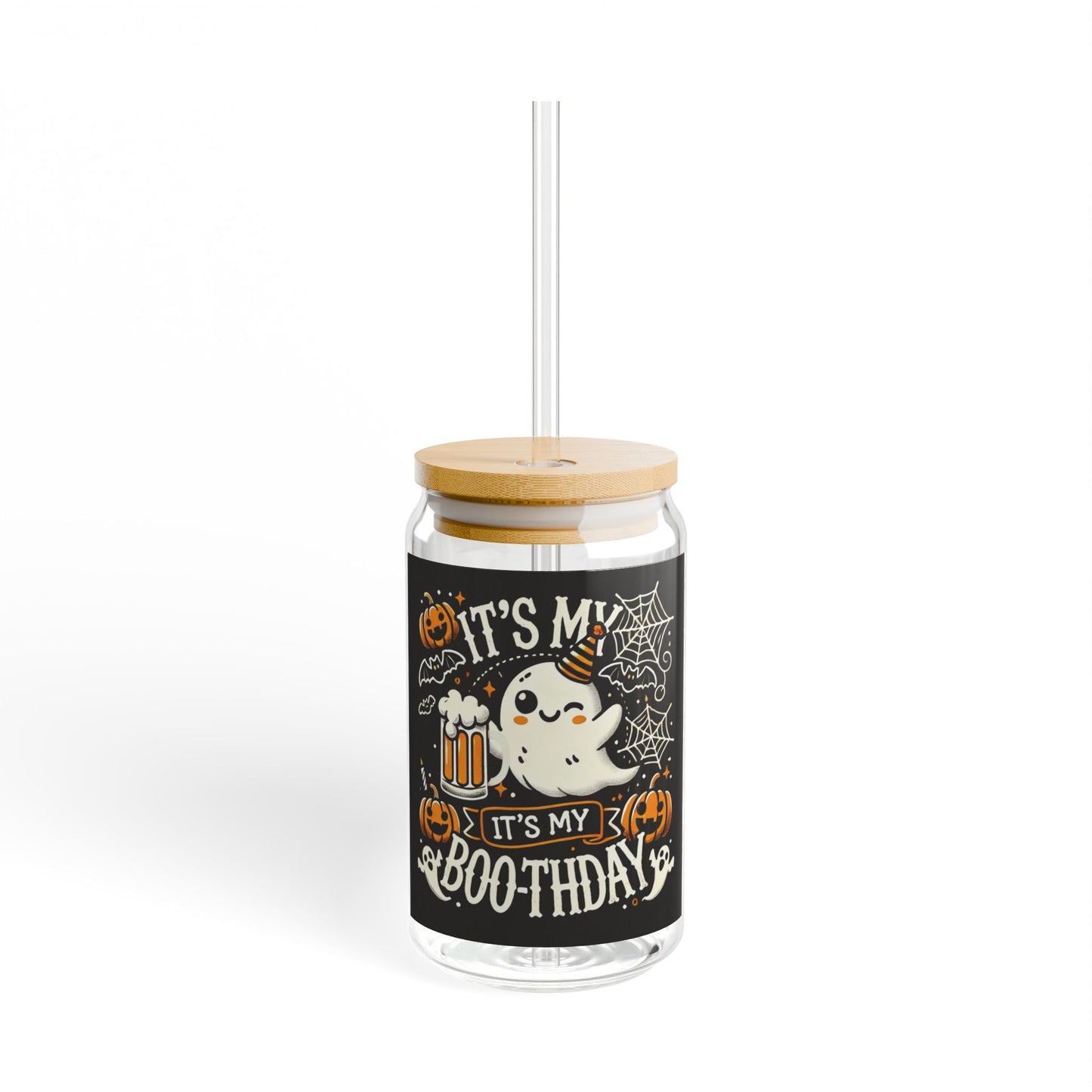 Boothday Sipper Glass, 16oz Printify