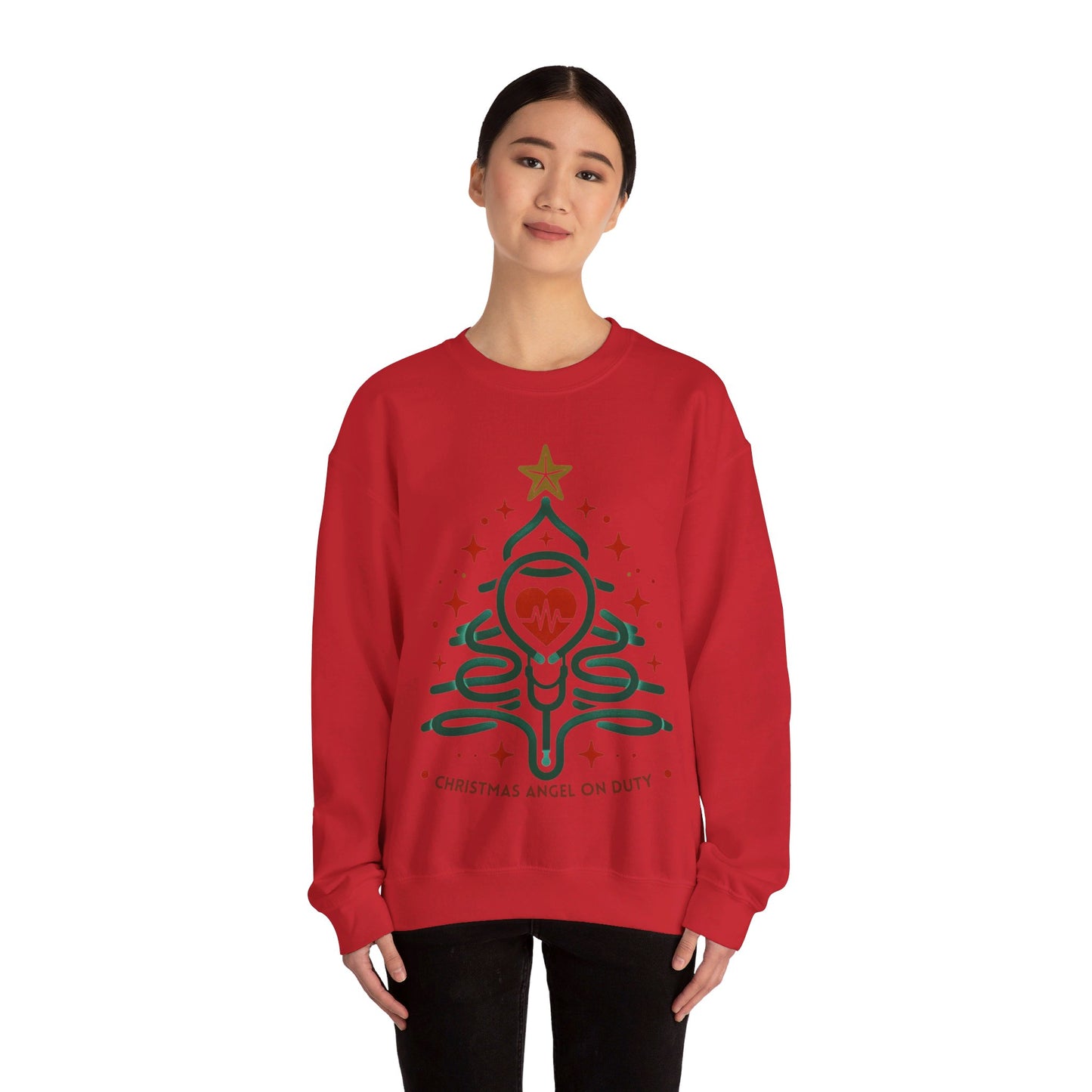 Nurse Xmas tree Unisex Heavy Blend™ Crewneck Sweatshirt Printify