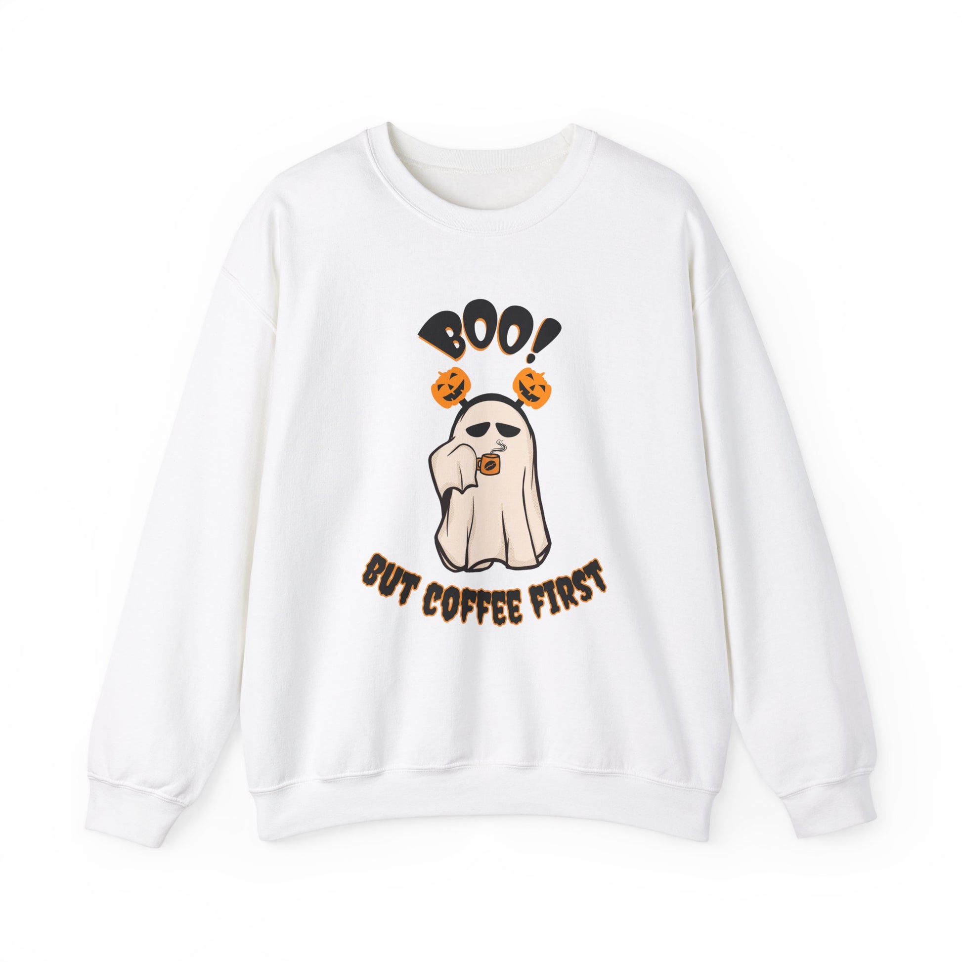 BOO But Coffee First - Unisex Heavy Blend™ Crewneck Sweatshirt Printify