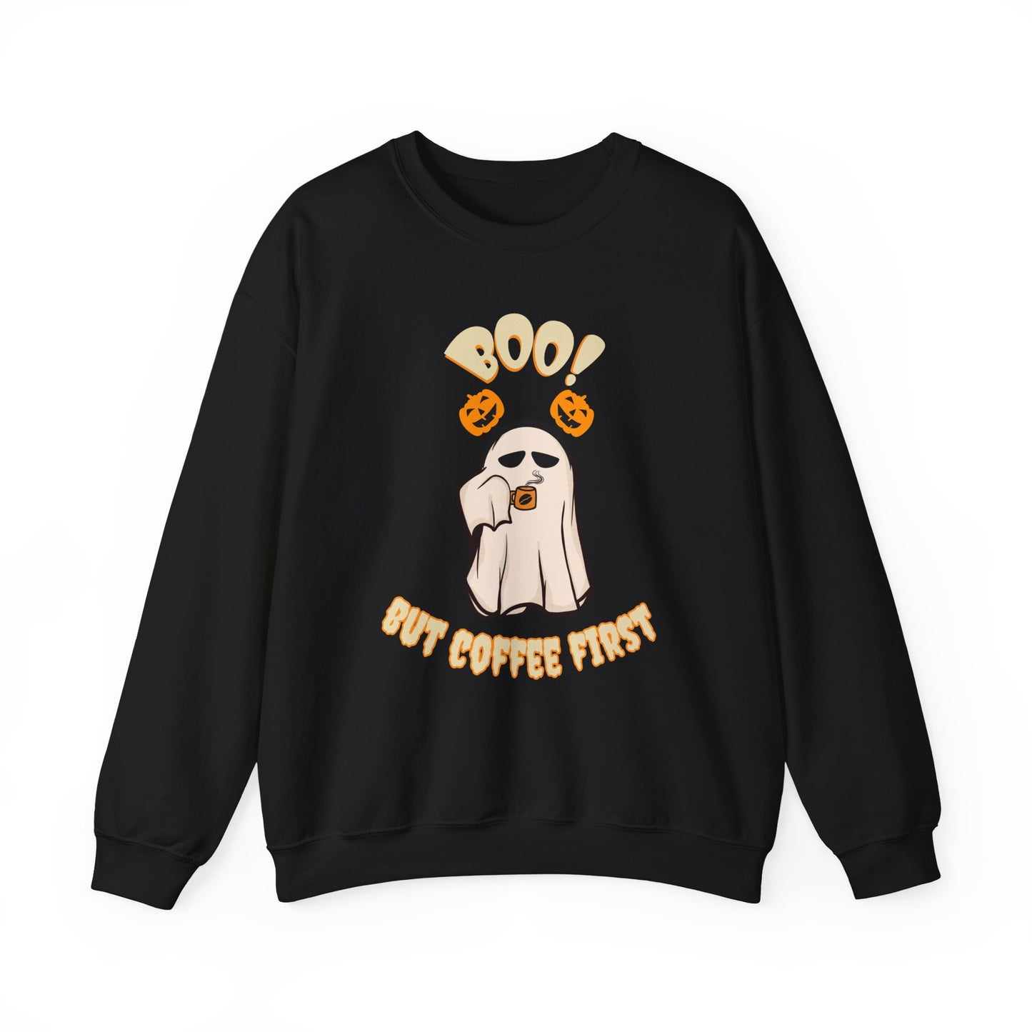 BOO But Coffee First - Unisex Heavy Blend™ Crewneck Sweatshirt Printify