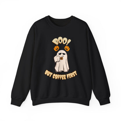 BOO But Coffee First - Unisex Heavy Blend™ Crewneck Sweatshirt Printify