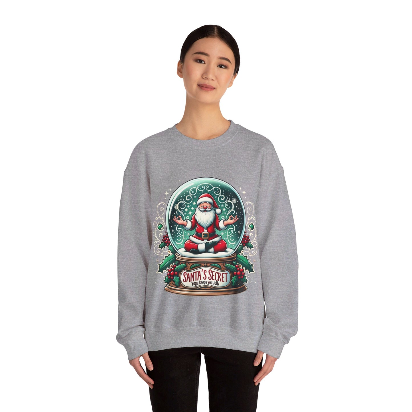 Yoga Santa's secret Unisex Heavy Blend™ Crewneck Sweatshirt Printify