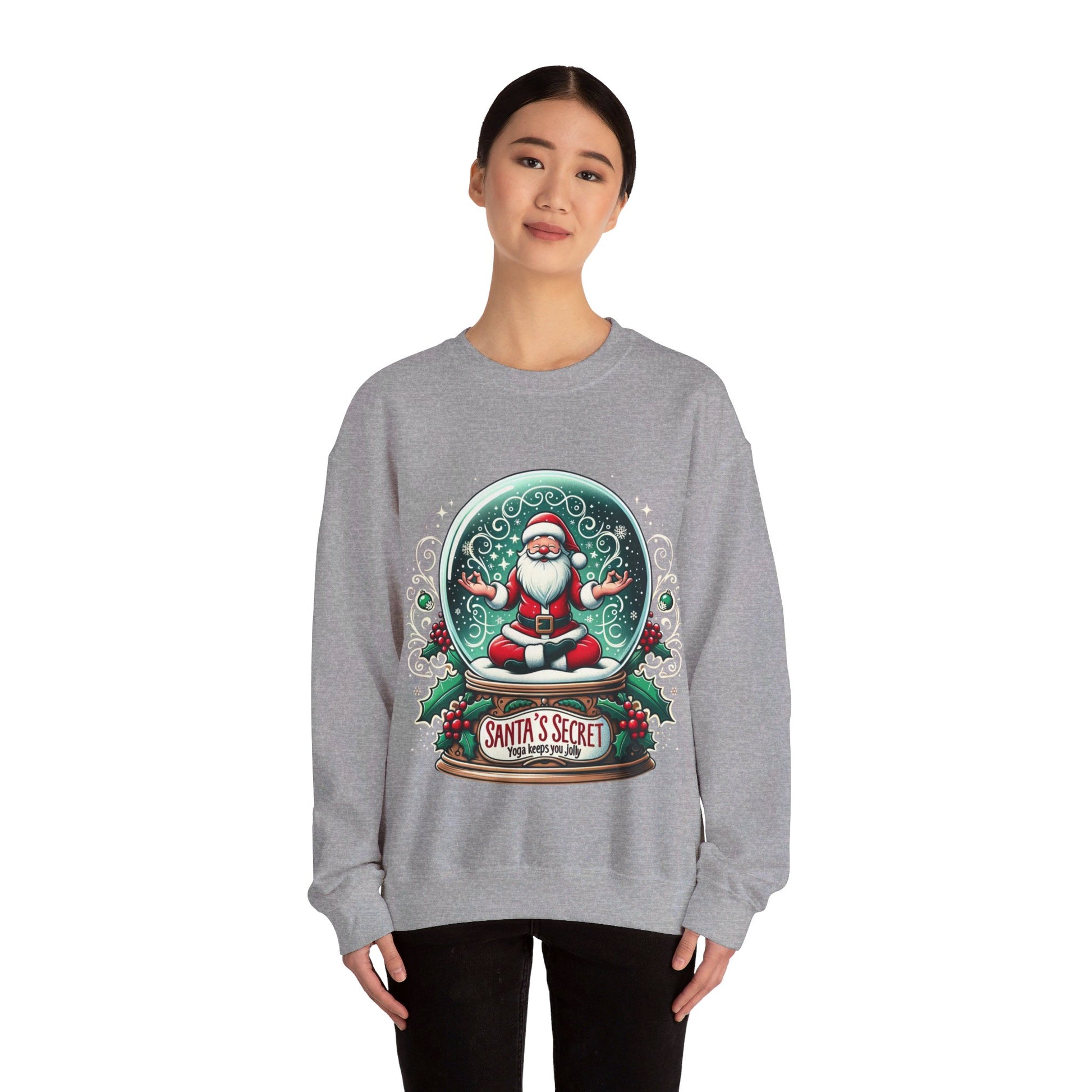 Yoga Santa's secret Unisex Heavy Blend™ Crewneck Sweatshirt Printify