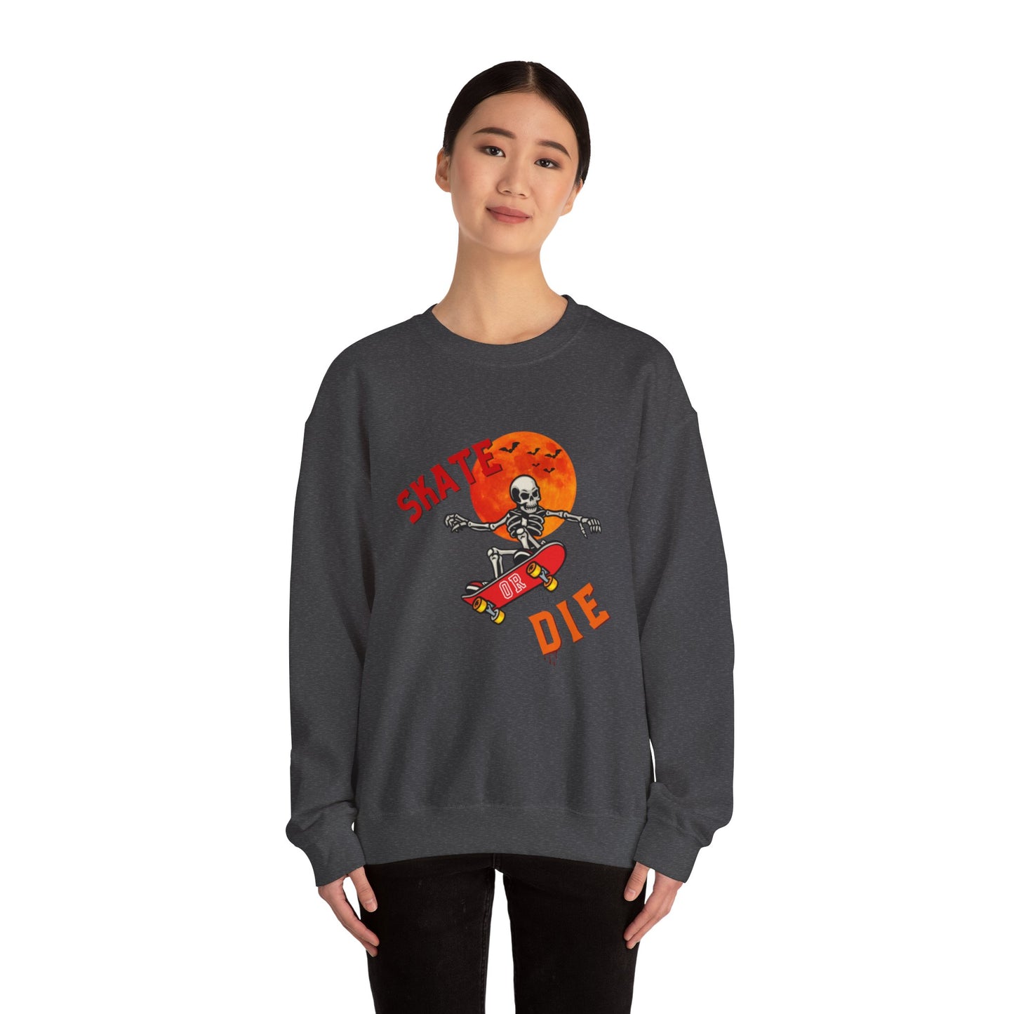 Skate or Die Sweatshirt for Halloween - Unisex Heavy Blend™ Crewneck Sweatshirt Printify