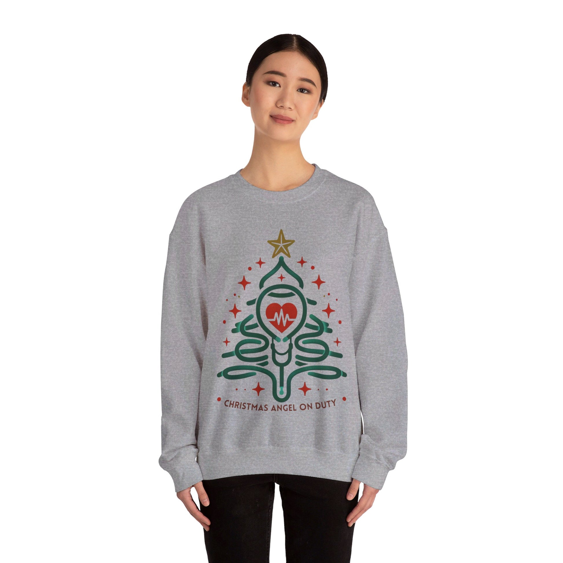 Nurse Xmas tree Unisex Heavy Blend™ Crewneck Sweatshirt Printify