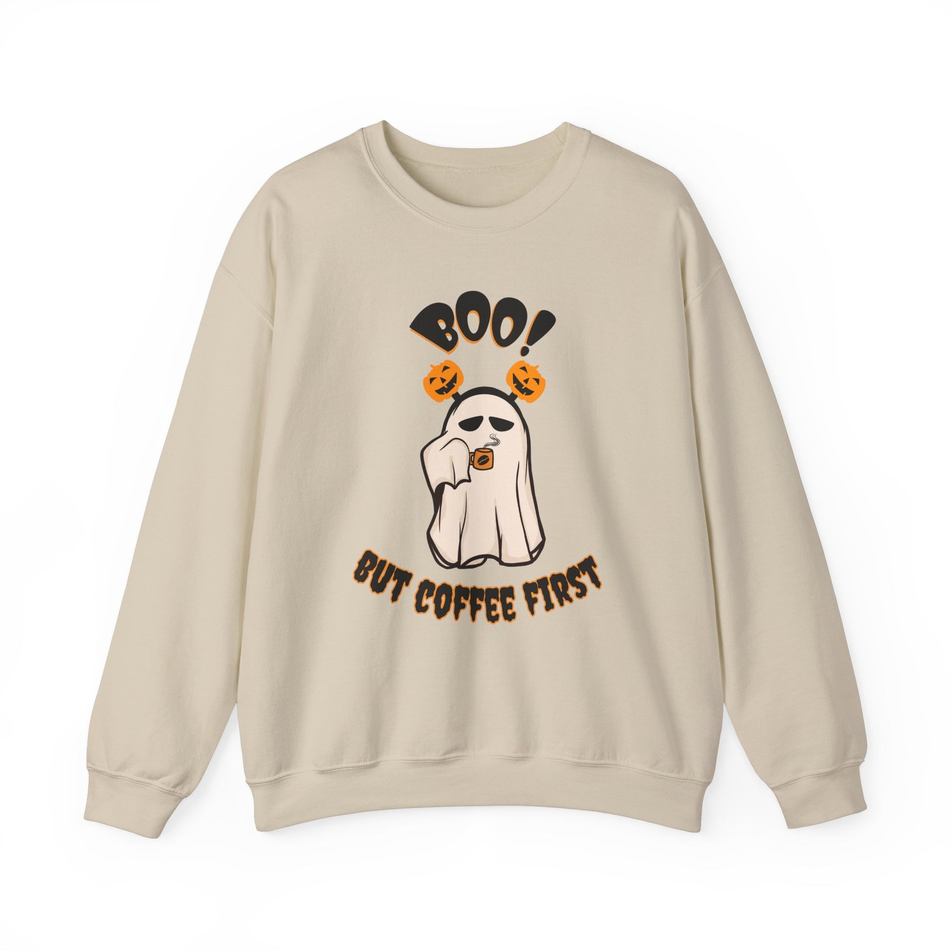 BOO But Coffee First - Unisex Heavy Blend™ Crewneck Sweatshirt Printify