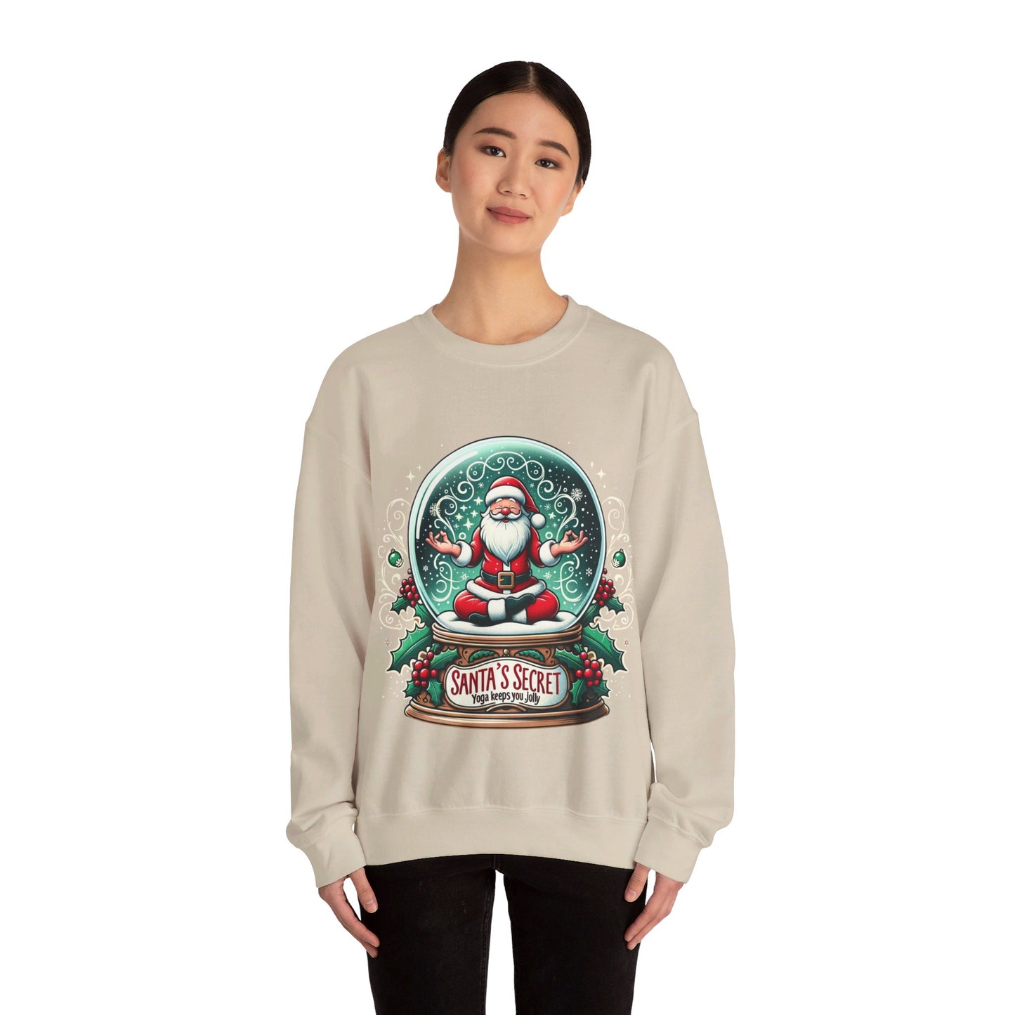 Yoga Santa's secret Unisex Heavy Blend™ Crewneck Sweatshirt Printify