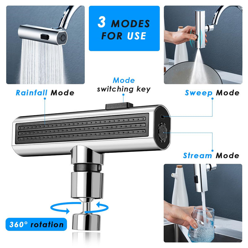 Kitchen Faucet Waterfall Outlet Splash Proof Universal Rotating Bubbler Multifunctional Water Nozzle Extension Kitchen Gadgets Les Visionnaires