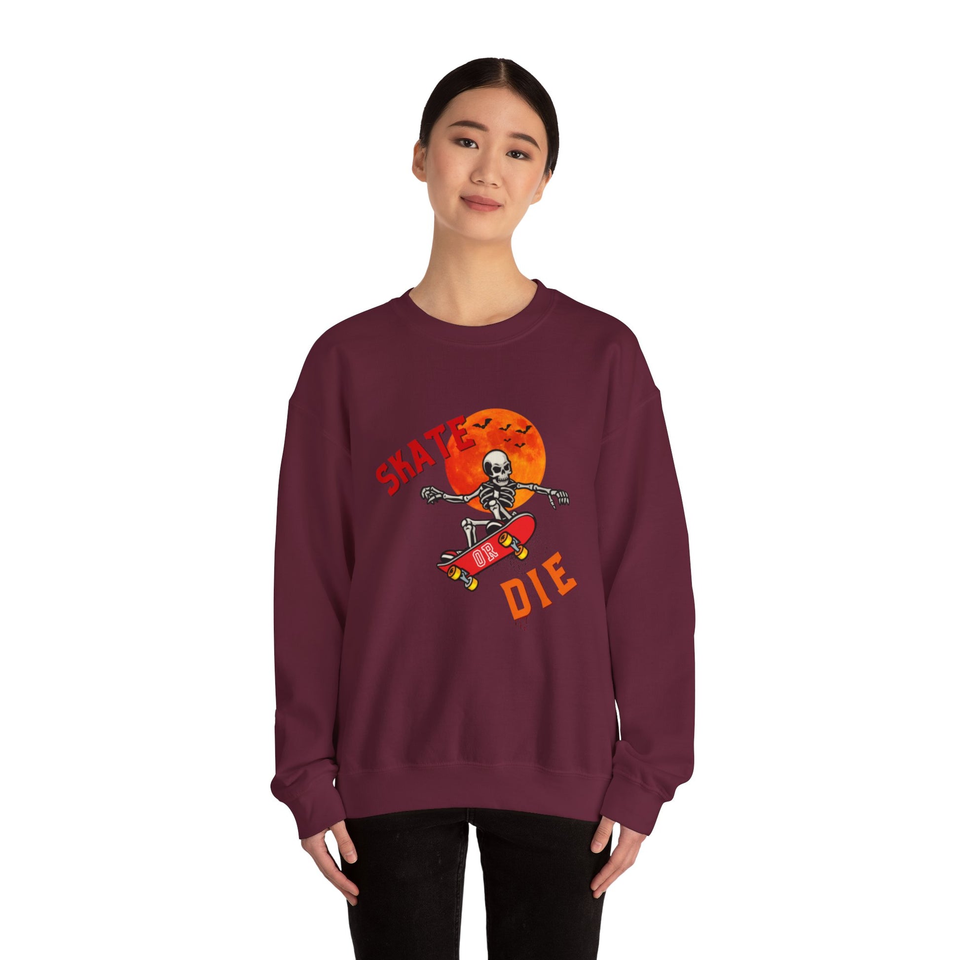 Skate or Die Sweatshirt for Halloween - Unisex Heavy Blend™ Crewneck Sweatshirt Printify