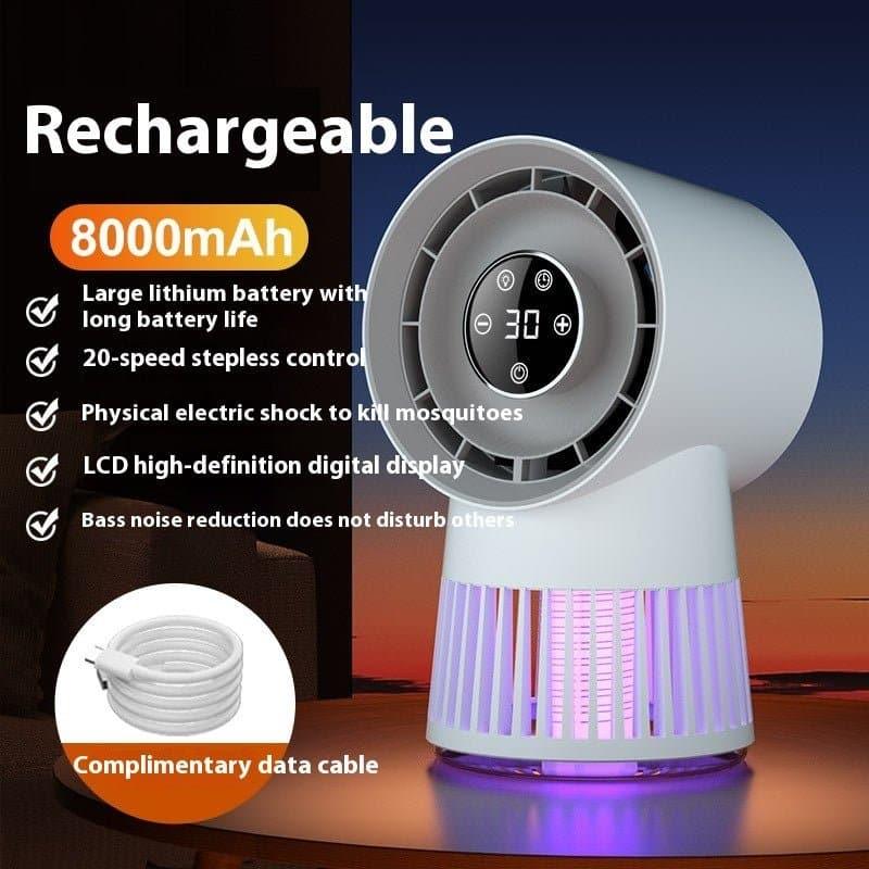 Creative 2 - in - 1 Mini Desk Fan Electric Mosquito Killer USB Rechargeable - NOVINC