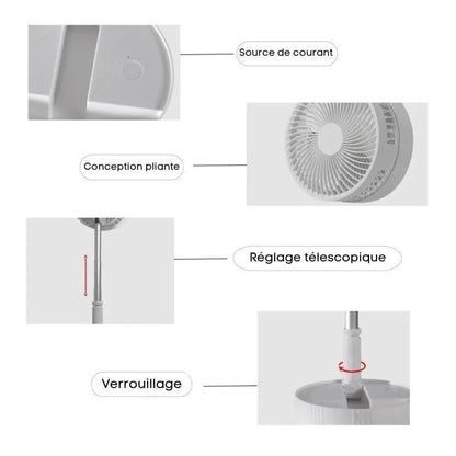 FoldAir - Ventilateur portable rétractable sans fil - NOVINC