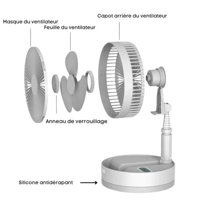 FoldAir - Ventilateur portable rétractable sans fil - NOVINC