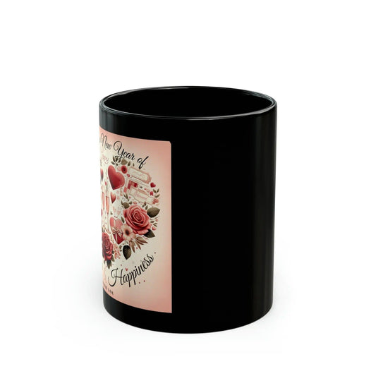 New Year Happiness 11oz Black Mug - NOVINC