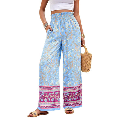 Women's Wear Printed Smocking Trousers - NOVINC